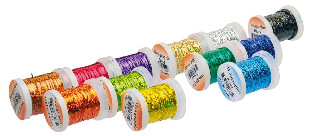 Veniard (Pack 12 Spools) Holographic Tinsel Large Kingfisher (Aqua) Fly Tying Materials (Product Length 21.8 Yds / 20m 12 Pack)